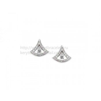 DIVAS Dream Openwork Earrings White Gold Set with Pave Diamonds and a Central Diamond