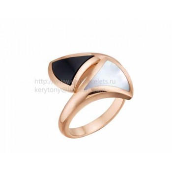 DIVAS Dream Ring Rose Gold with Black Onyx and Mother of Pearl