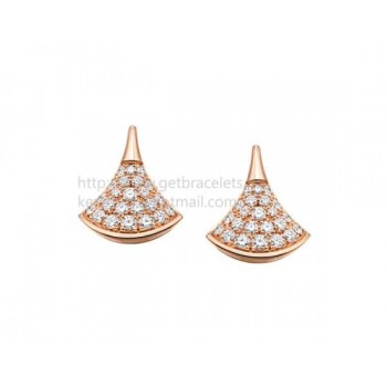 DIVAS Dream Rose Gold Stud Earrings with Pave Diamonds