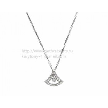Divas Dream White Gold Openwork Necklace with Central Diamond and Pave Diamonds
