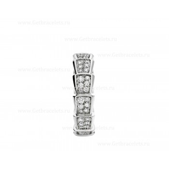 Medium Serpenti Viper Wedding Band in 18k White Gold With Full Pave Diamonds