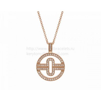 Parentesi Necklace Pink Gold with Pave Diamonds