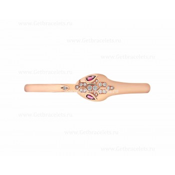 Serpenti bracelet 18K Rose Gold set with Rubellite Eyes and Demi-Pave Diamonds on the Head and the Tail