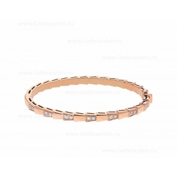 Serpenti Viper 18K Rose Gold Bracelet set with Demi-Pave Diamonds