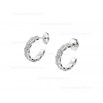 Serpenti Viper 18K White Gold Earrings with Pave Diamonds