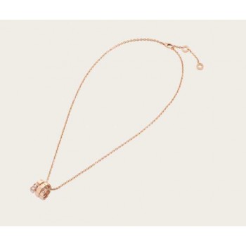 Serpenti Viper Pendant Necklace in 18K Rose Gold set with Demi-pave Diamonds