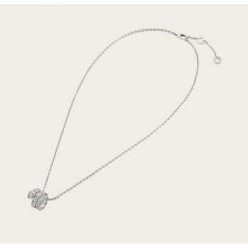 Serpenti Viper Pendant Necklace in 18K White Gold set with Pave Diamonds