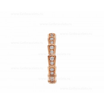 Serpenti Viper Wedding Band in 18k Rose Gold With Full Pave Diamonds