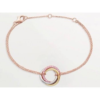 Replica Cartier Trinity Bracelet White Gold/Yellow God with Pink Diamonds For Womens