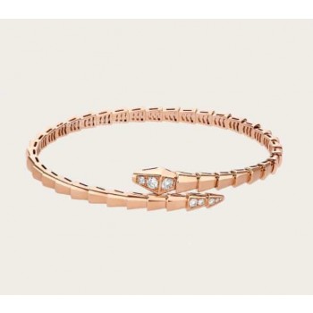 Serpenti Viper 18K Rose Gold Bracelet set with Demi-pave Diamonds