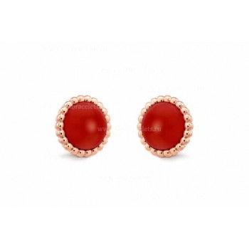 Replica Van Cleef Arpels Perlee Couleurs Earrings Rose Gold Carnelian