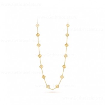 Replica Van Cleef Arpels Vintage Alhambra Long Necklace 20 Motifs Yellow Gold Diamonds