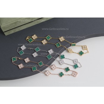 Replica Van Cleef Arpels Perlee Vintage Alhambra Necklace 10 Motifs With Diamonds