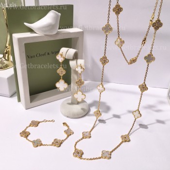 Replica Van Cleef Arpels Vintage Alhambra With Diamonds Mother-of-pearl Set (3pcs)