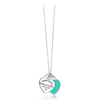 COPY Tiffany Imitation Double Heart Tag Pendant Necklace Blue Enamel Charm Bead Jewelry Online Shop GRP06366/GRP03577