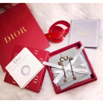 Spring/Fall Dior Brass Star Tassel CD Motif Womens White Pearl Long Drop Earrings Online Replica