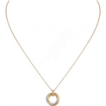 Summer Popular Cartier Trinity Necklace White Gold/Yellow God/Rose Gold with Diamonds B7224586 Replica
