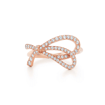 Tiffany Bow Ring Rose Gold & Silver Newest Design Diamonds Fashion Women Jewelry GRP08657/GRP08656