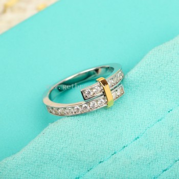 Tiffany Edge Bypass Ring in Platinum and Yellow Gold with Diamonds