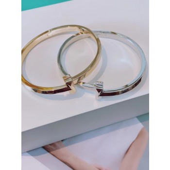 Tiffany T T1 Hinged Bangle Champagne Gold/White Gold