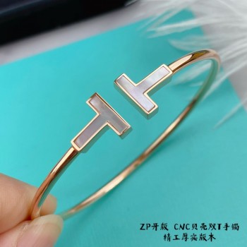 Tiffany T Wire Bracelet in Rose Gold with Mother-of-pearl