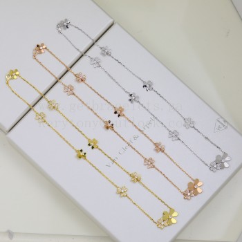 Van Cleef Arpels Frivole Necklace 9 Flowers with Diamonds Yellow Gold/White Gold/Rose Gold