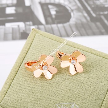 Van Cleef Arpels Frivole Small Earrings Rose Gold/Yellow Gold With Diamond