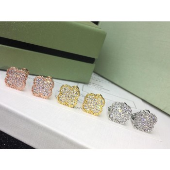 Van Cleef & Arpels Magic Alhambra Earrings With Pave Diamond 3 Colors