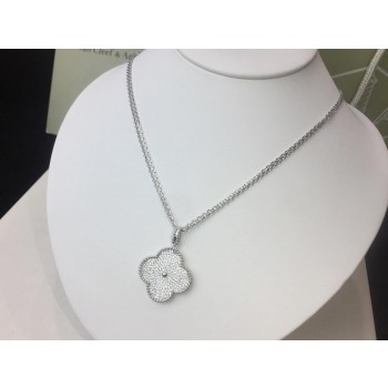 Van Cleef & Arpels Magic Alhambra Long Necklace 1 Motif White Gold With Diamond 24mm Pendant