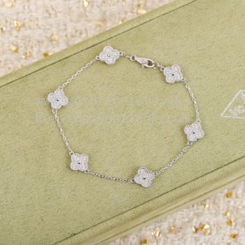 Van Cleef Arpels Sweet Alhambra Bracelet 6 Motifs White Gold With Pave Diamonds