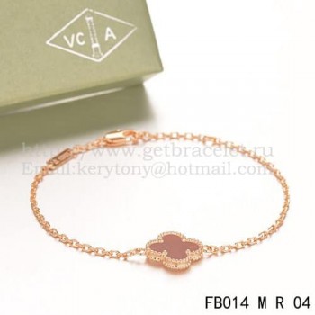 Van Cleef & Arpels Sweet Alhambra Bracelet Pink Gold With Carnelian Mother Of Pearl