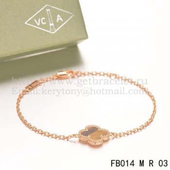 Van Cleef & Arpels Sweet Alhambra Bracelet Pink Gold With Tigers Eye Mother Of Pearl