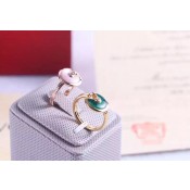 Amulette de Cartier Malachite Ring With Diamond in Yellow Gold, White Gold and Pink Gold