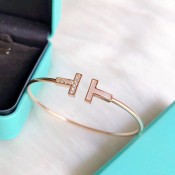 Best New Tiffany Tiffany T1 Rose Gold Double T Asymmetric Diamonds&MOP Sale Online Rigent Bracelet