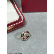 Cartier Double Love Ring in White Gold and Rose Gold with Diamonds