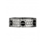 Replica Cartier Love Ring 18K White Gold Black Ceramic Paved Diamonds B4207600