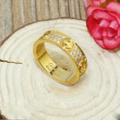 Original Copy Cartier Love Ring 18K Yellow Gold With Paved Diamonds