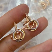 Classic Hot Selling Cartier Trinity Earrings White Gold/Yellow God/Rose Gold with Diamonds B8301259 in Uk