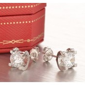 Cartier C DE Earrings in 18K White Gold With 1 Brilliant-Cut Diamond