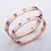 Cartier Couple Bracelet Pink Gold 4 Diamonds B6041005 (New Version C Prevent Screws Fall Out)