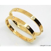 Cartier Couple Bracelet Yellow Gold 4 Diamonds B6041004 (New Version C Prevent Screws Fall Out)