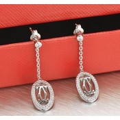 Cartier Logo Double C Earrings in 18K White Gold With Diamonds