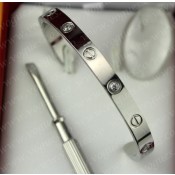 Cartier Semi-Open Love Bracelet White Gold 4 Diamonds