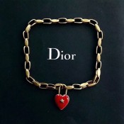 Celebrity Style Dior Dioramour Womens Red Drop-shaped Retro Brass Lucky Locket Premium replica Necklace N0991DMRLQ_D911