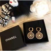 Christian Dior Vintage Openwork Brass Flower Design Pendant Ladies Premium replica Diamonds Compass Hoop Earrings
