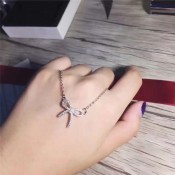 Nice Price Tiffany Bow Bowknot Pendant Studded Crystals Necklace Low Price Sale