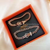 Hermes Boucle Sellier Bracelet Rose Gold/White Gold With Diamonds Couple Style