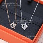 Fashion Hermes Finesse Necklace With Diamonds Rose Gold/Silver