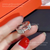 Hermes H LOGO Ring White Gold With Pave Diamonds Newest Design Women Jewelry