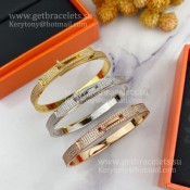 Hermes Kelly Bracelet With Pave Diamonds Silver/Yellow Gold/Rose Gold Lowest Price